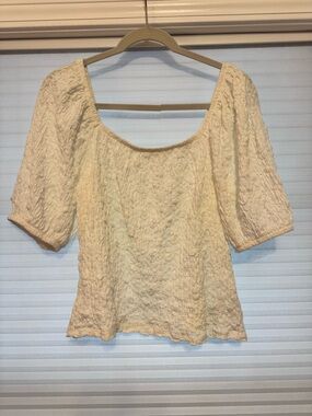 Old Navy Cream Textured Scoop-Neck Blouse